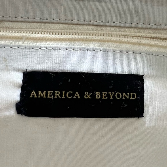 AMERICA & BEYOND. Boho metallic tote bag beach girly neutral straw travel - Picture 10 of 11